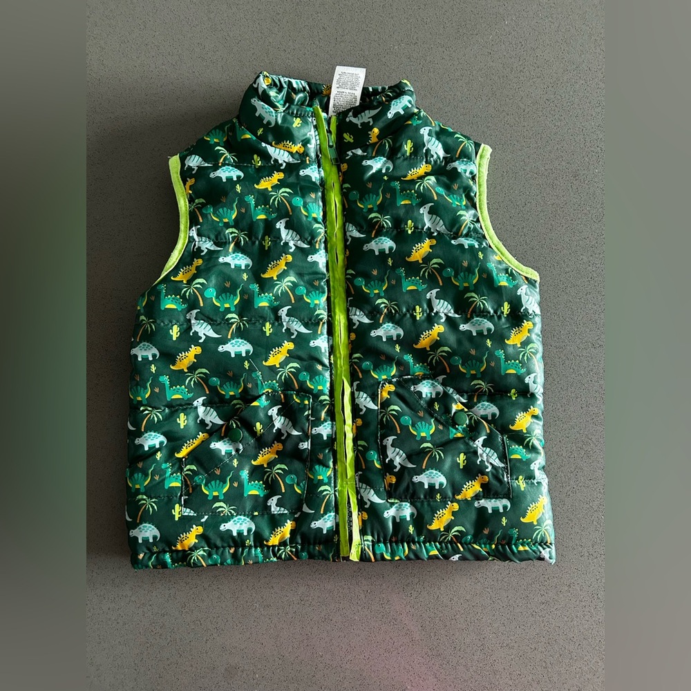 Little Rebels Dinosaur Print Puffer Vest 24M